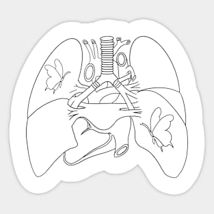 Anatomy heart lung with butterflies Sticker